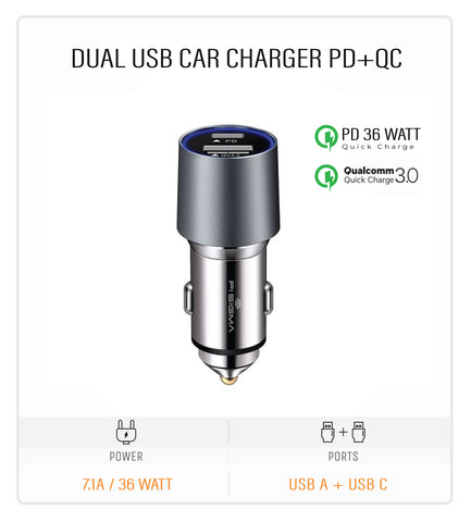 Dual Usb Car Charger PD + QC