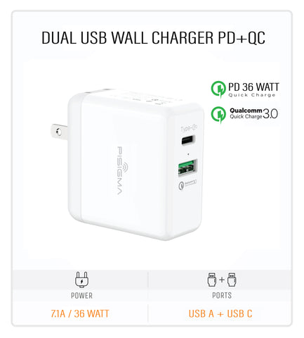 Dual Usb Wall Charger PD + QC